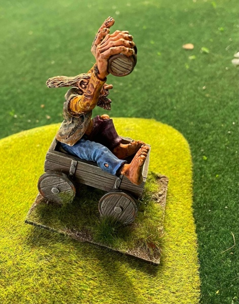 Bill The Giant in cart after too much beer